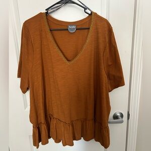 Arula Women's Rust V-Neck Blouse